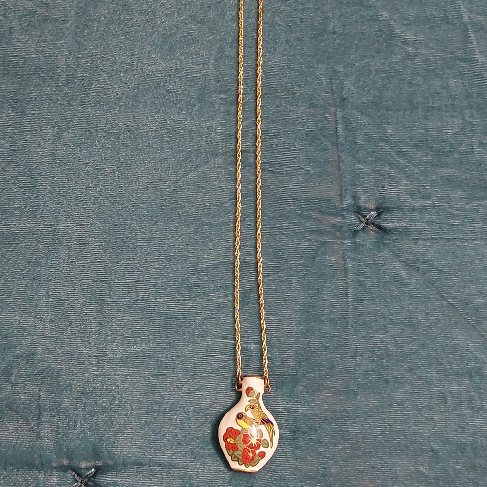 Vintage Cloisonne MiniatureVase Necklace